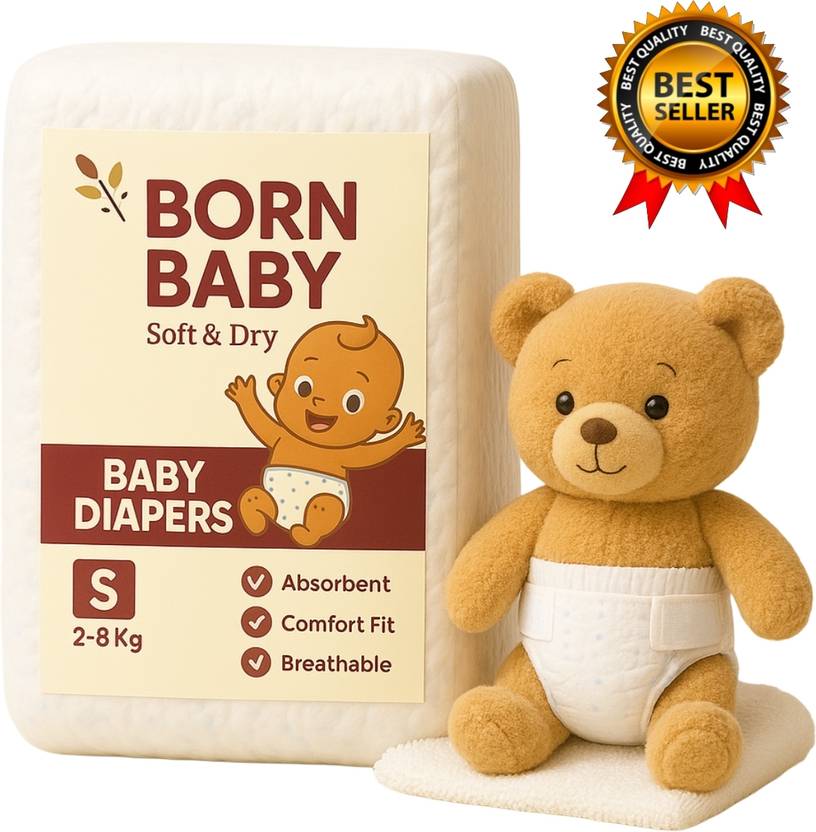 Born Baby Ultra Absorbent Diaper Pants | Leak Proof Baby Diapers | Baby Comfort Fit Pants Pant Diapers - S
