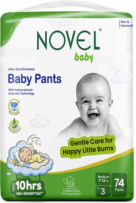 NOVEL Baby Diaper Pants M Size Aloe Vera Crisscross Tech 10H Dry