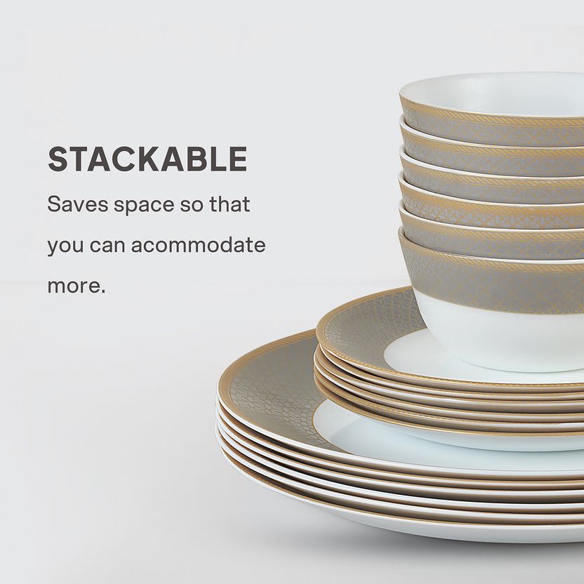 Cello Opalware Solitaire Series Moonstone Dinner Set, Pack of 18 - Image 4