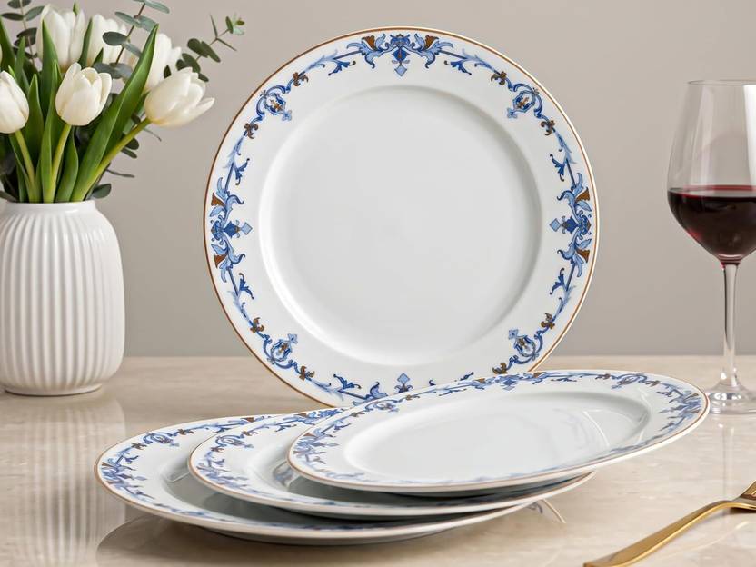 Bodhi House Pack of 4 Porcelain Royal_crest Dinner Set