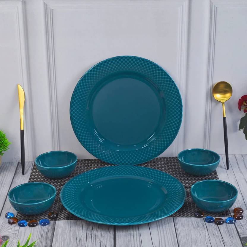 UPC Pack of 6 Ceramic Luxury Dinner Plates ,Plates For Snacks, Dishwasher Safe Plates For Dinner. Dinner Set