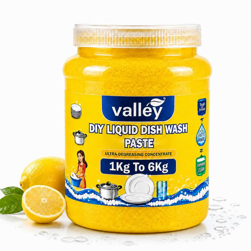 Valley DIY Liquid dish wash Paste 1kg (Makes 6L Liquid) Dishwashing Detergent