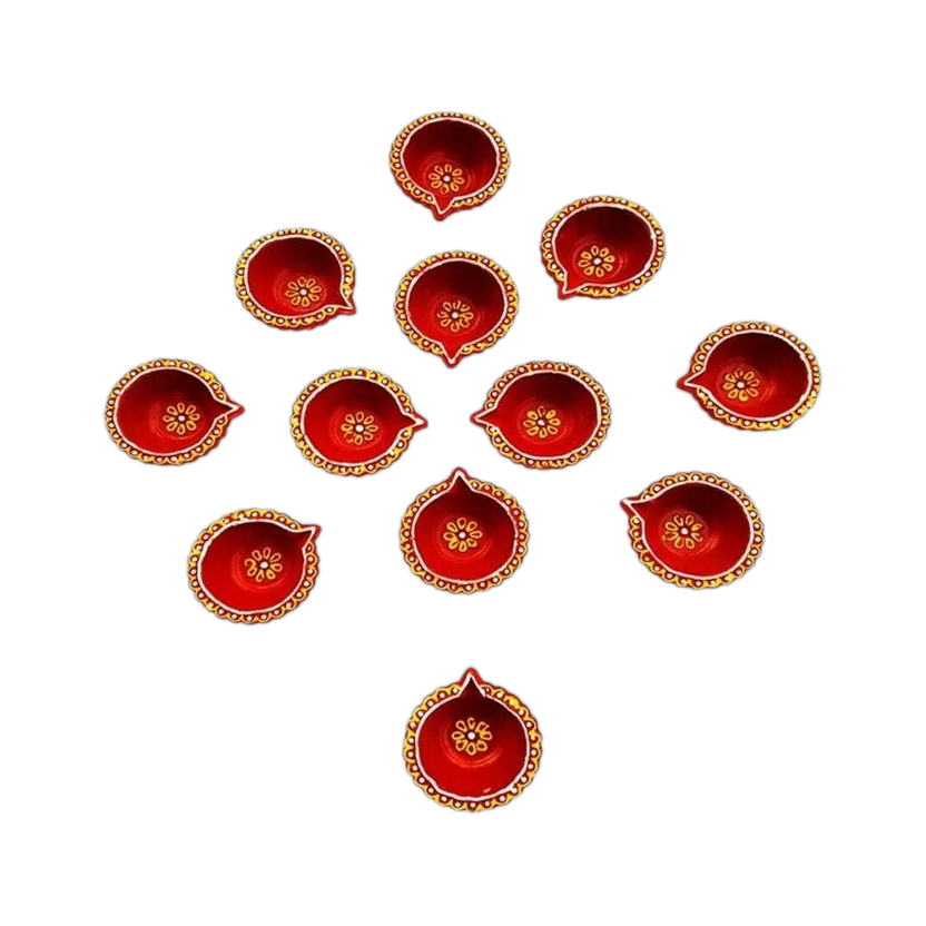 Signature Mitti Handmade designer diyas Earthenware (Pack of 12) Table Diya Set
