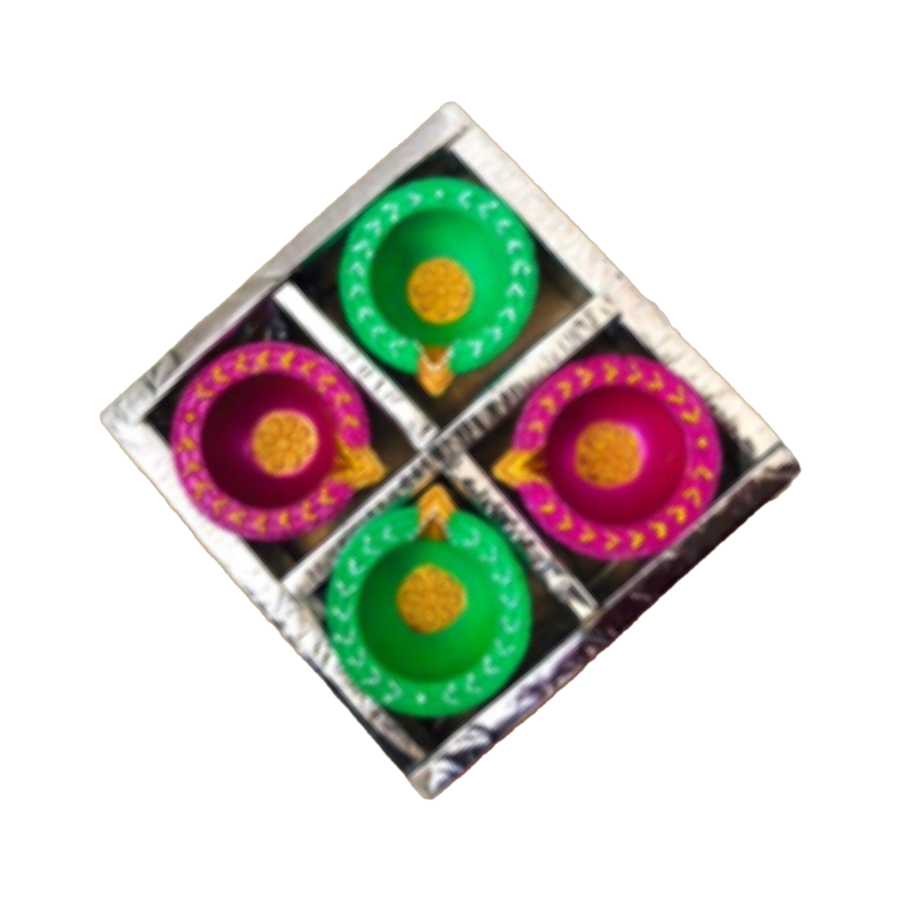 House of Festivals Handcrafted Decorative Diya Set Terracotta (Pack of 4) Table Diya Set
