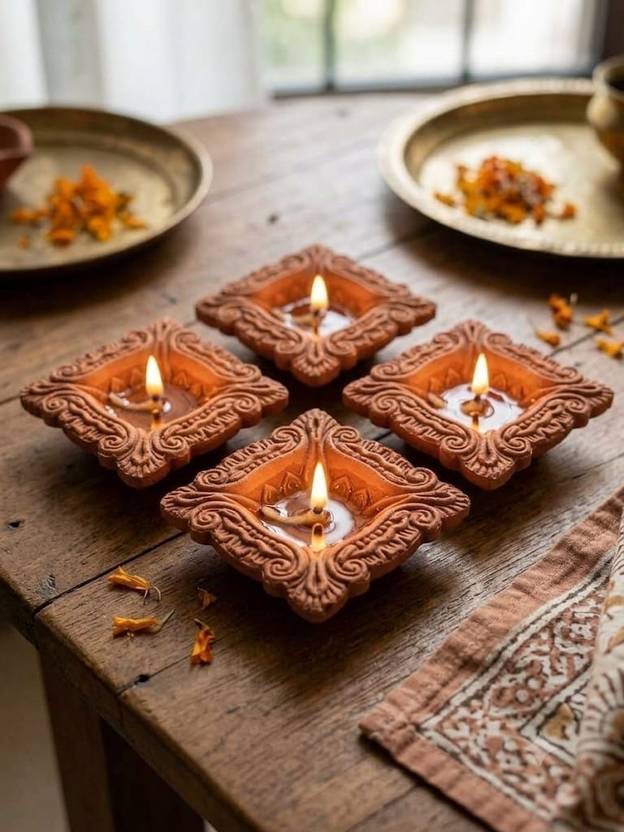 Laddugopal Terracotta (Pack of 6) Table Diya Set