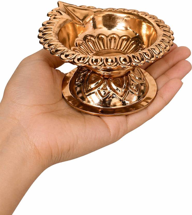Butee Premium Golden Metal Diya Stand for Pooja & Home Decor Copper Table Diya