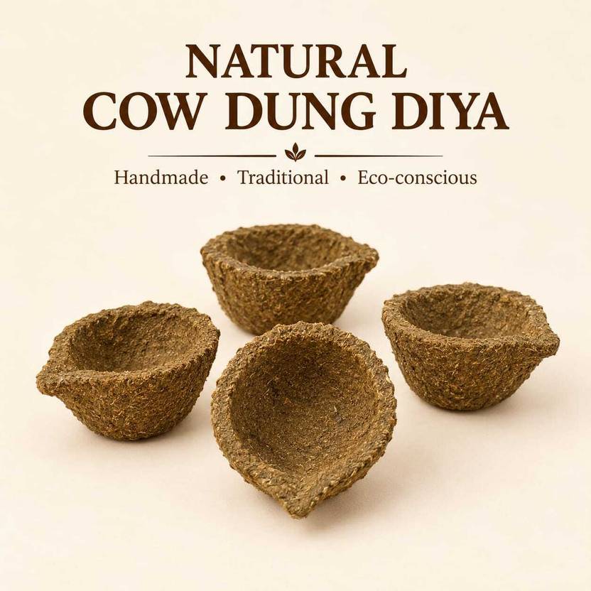 AURAVEDAA Cow Dung (Pack of 30) Table Diya Set