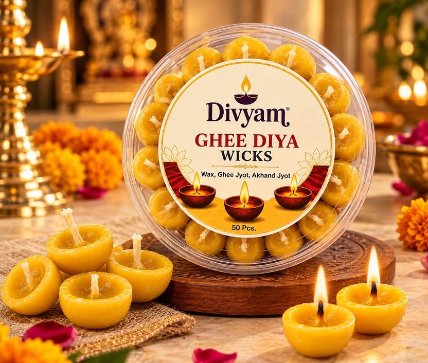 Divyam Shree Puja Essentilas Ceramic (Pack of 5) Table Diya Set