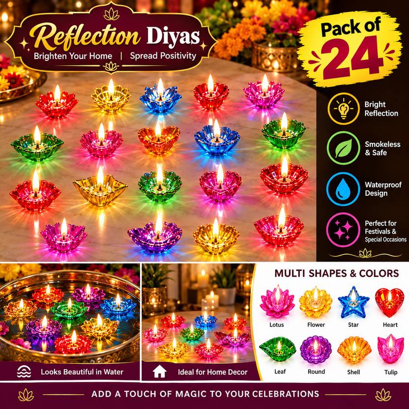 ARDAKI 3D DIYA PACK OF 24 Plastic (Pack of 24) Table Diya