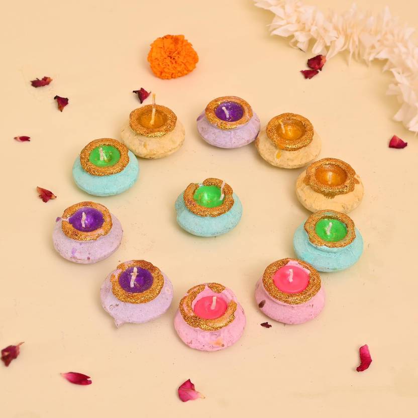 CraftVatika Diwali Matki Diya For Diwali Decoration Item Clay Diya For Diwali Diya Set Of 12 Terracotta Table Diya Set