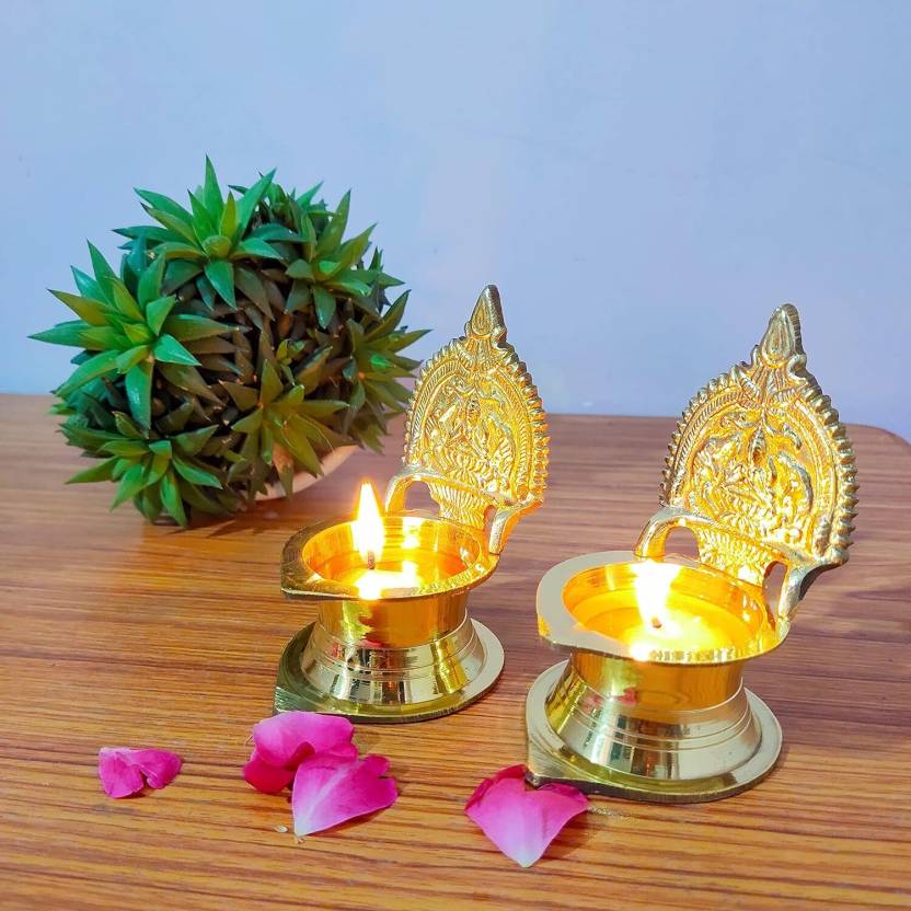 Karauli Collection Brass Kamakshi Deepam Samai Ashta Laxmi Oil Lamp ...