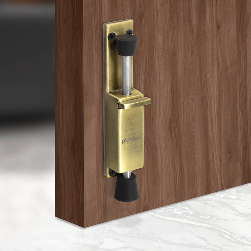 Plantex Spring Loaded Door Stopper for Door with Rubber to Stop and