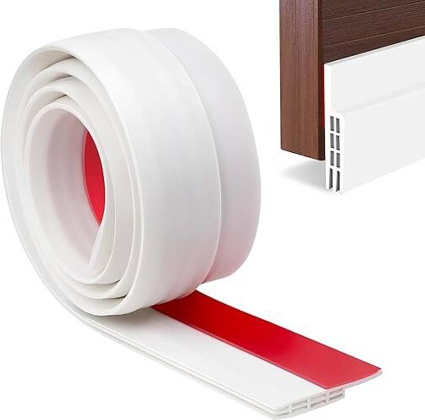 AORDEY 1 Meter White Self Adhesive Door Gap Filler Rubber | Door Bottom Sealing Strip Guard | Protector from Cockroach, Bugs, Air&Dust 1M Door Mounted Door Stopper
