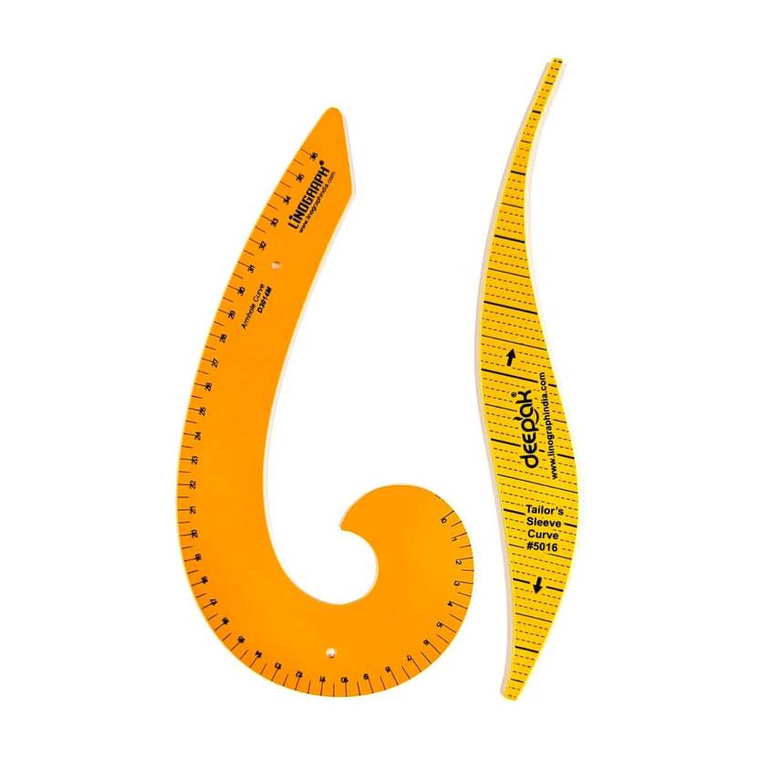 BharatSS Hard Yellow French Curve and Arm Hole Curve Scale 2 pcs Drafting Kit