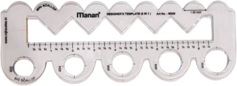 BharatSS 5 in 1 Scallop Scale, Mini Scallop, Big Scallop, Triangle Shape, Pro Circles Drafting Kit
