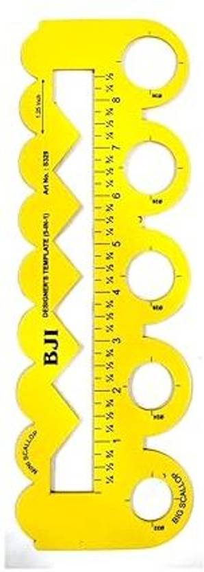 BharatSS Yellow 5 in 1 Scallop Scale, Flexible, Designer's Template Pattern Scale Drafting Kit