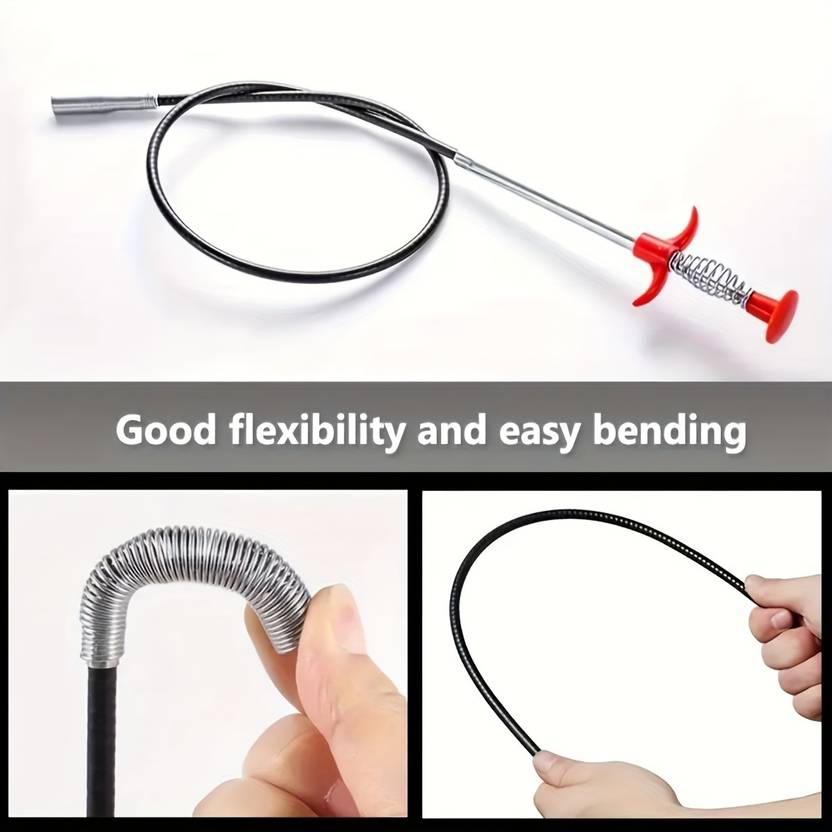 Buyerzone Stainless Steel Hair Catching Drain Cleaner Wire Spring Sink Cleaning Stick Crystal Drain Opener