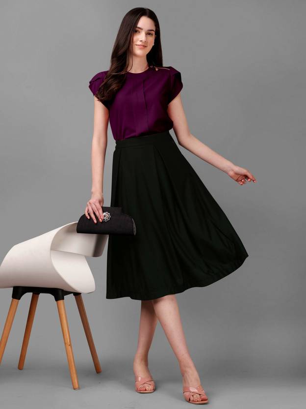 Kinjo Women Solid Regular Purple Skirt