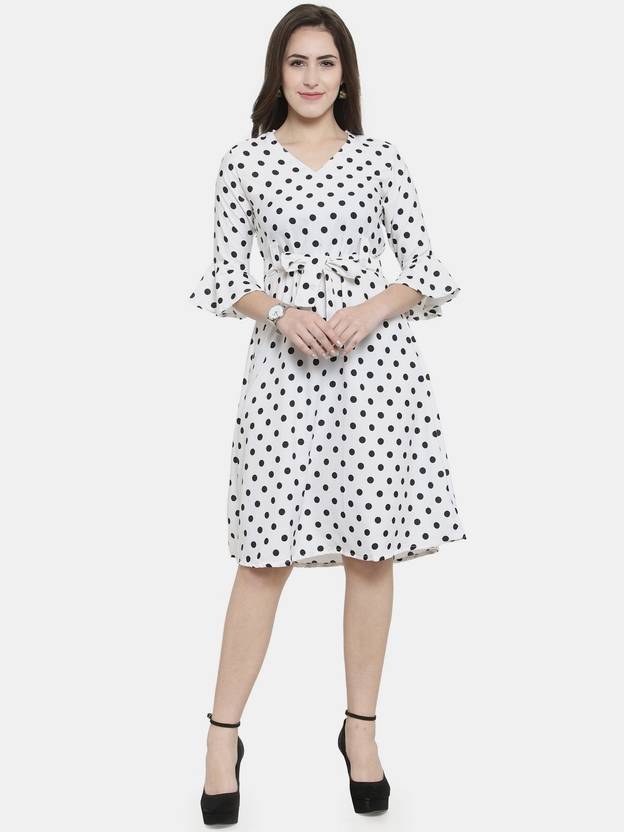 Aarsha Women A-line White Knee Length Dress