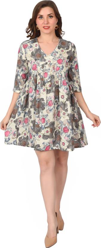 Edyssa Women Empire Waist Multicolor Knee Length Dress