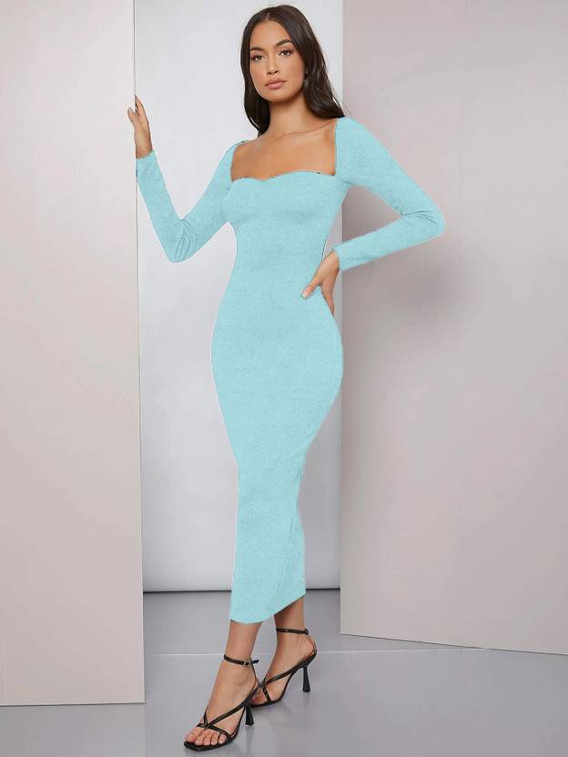 Alekya Women Bodycon Grey Midi/Calf Length Dress
