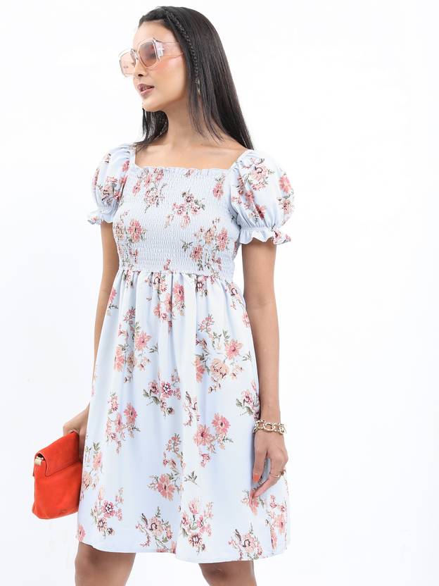 KETCH Women Blouson Pink, Green, Light Blue Knee Length Dress