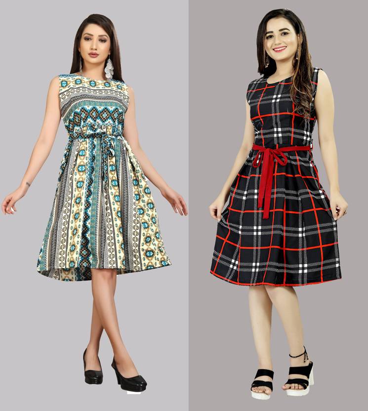 Women Fit and Flare Maroon Dress