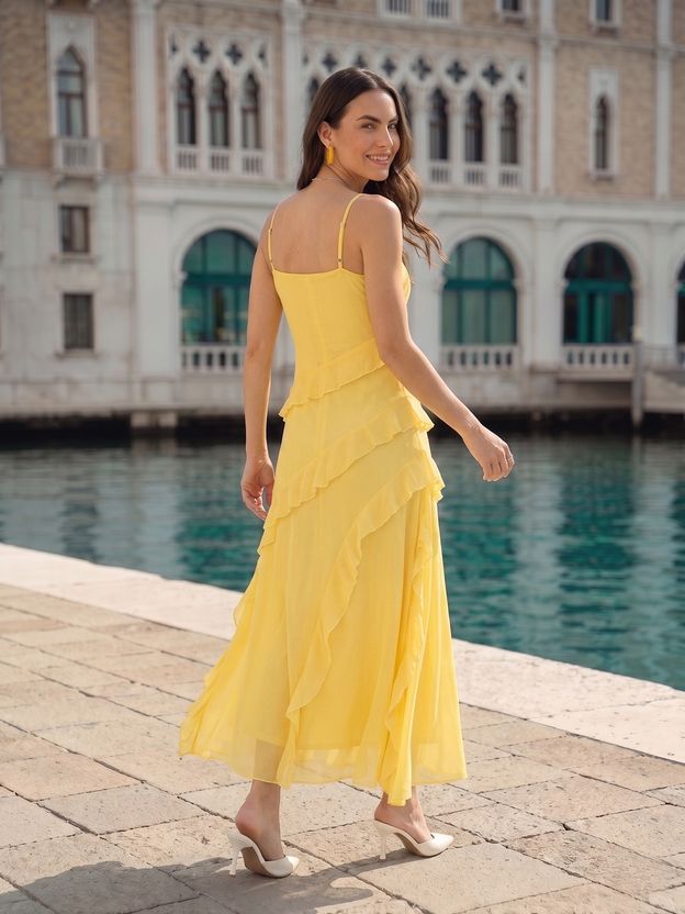 AAYU Women Layered Yellow Maxi Dress - Image 2