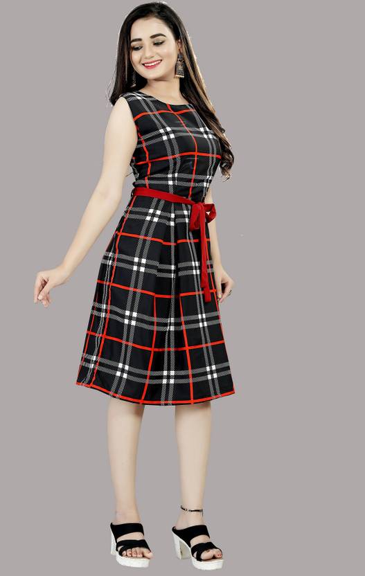 Women Fit and Flare Maroon Dress