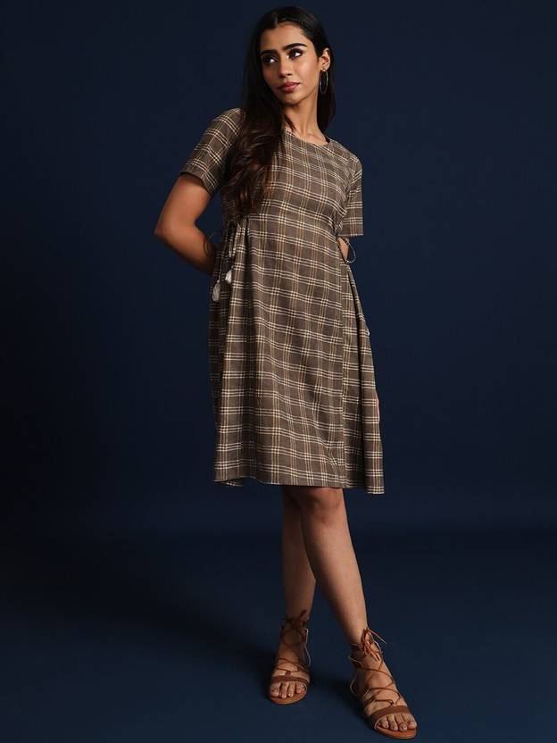 Taavi Women A-line Grey Above Knee/Mid Thigh Length Dress