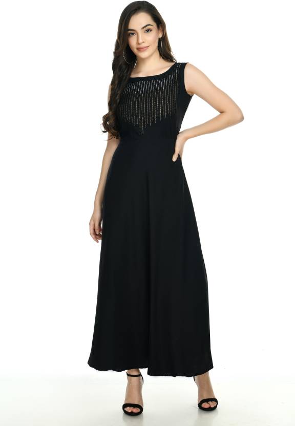 NOBEY Women A-line Black Dress - Buy NOBEY Women A-line Black Dress ...