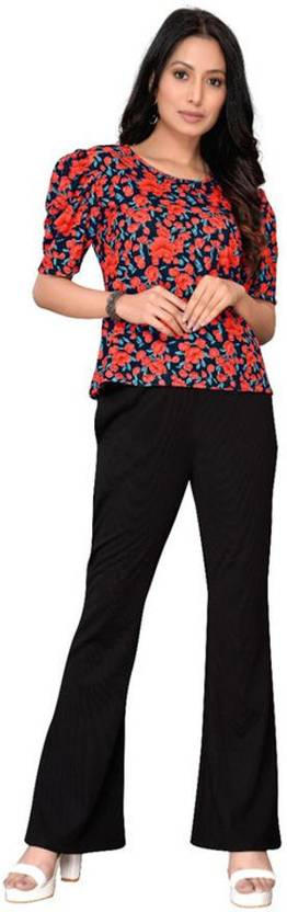 Rajovati Women Fit and Flare Red, Blue Maxi/Full Length Dress