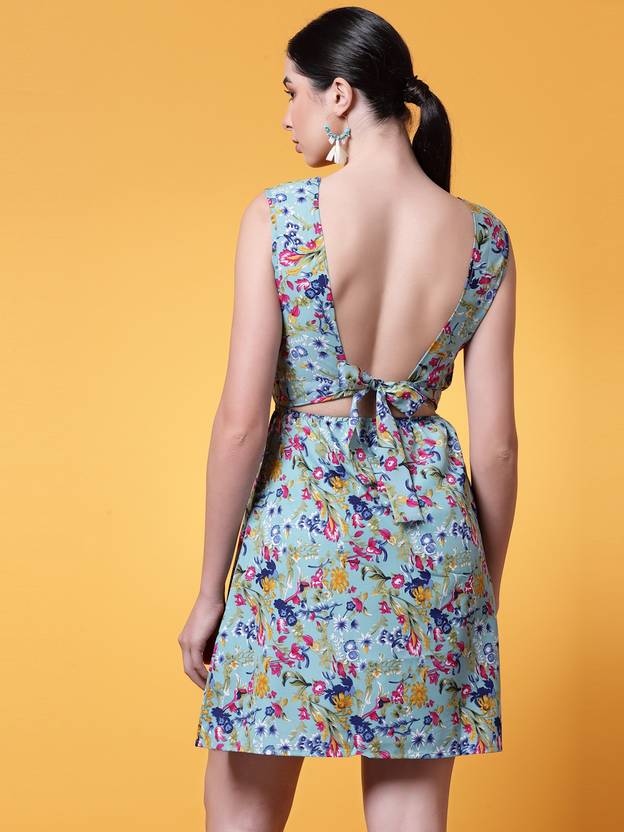 Oomph! Women Fit and Flare Light Green Above Knee/Mid Thigh Length Dress