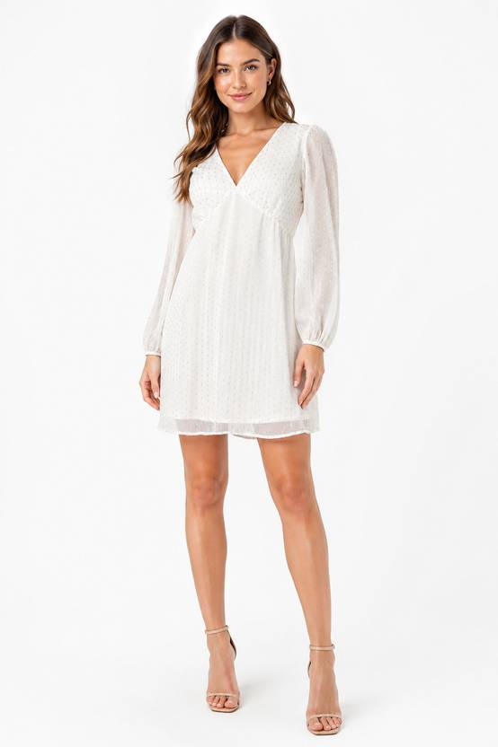 Nobarr Women A-line White Mini/Short Dress
