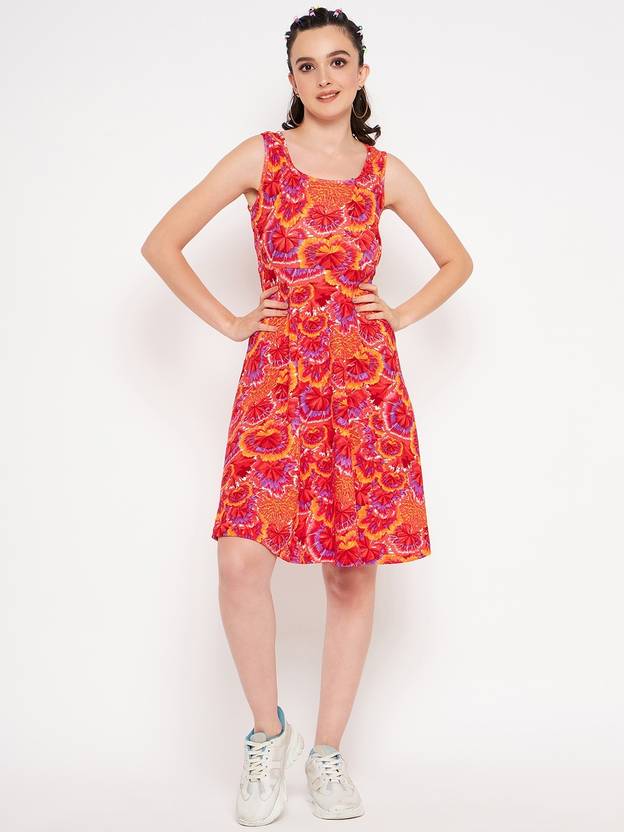 Uptownie Lite Women Fit and Flare Multicolor Knee Length Dress
