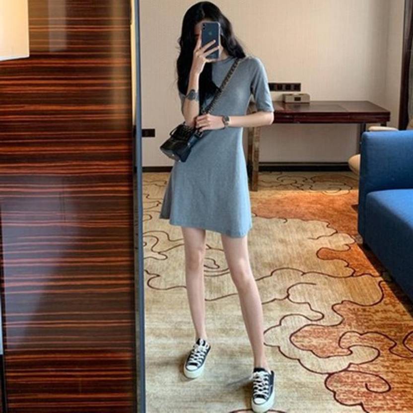 BoStreet Women Fit and Flare Grey Mini/Short Dress