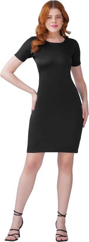 Palomi Women Bodycon Black Knee Length Dress