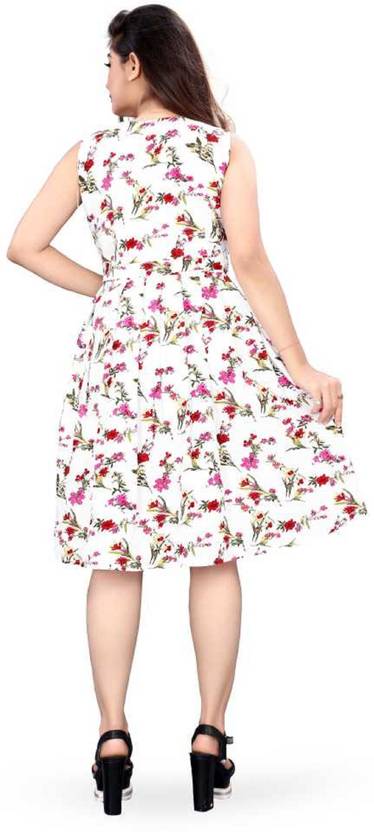 Women Fit and Flare White Dress