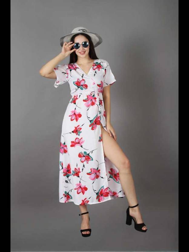 TANDUL Women Maxi White Midi/Calf Length Dress