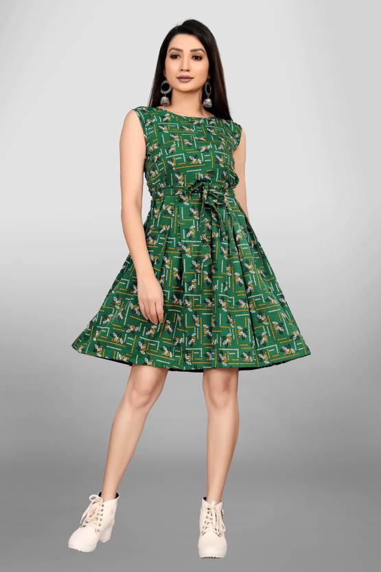 [Sizes XS, S, M, L] MAA FAB Women Fit and Flare Green Dress