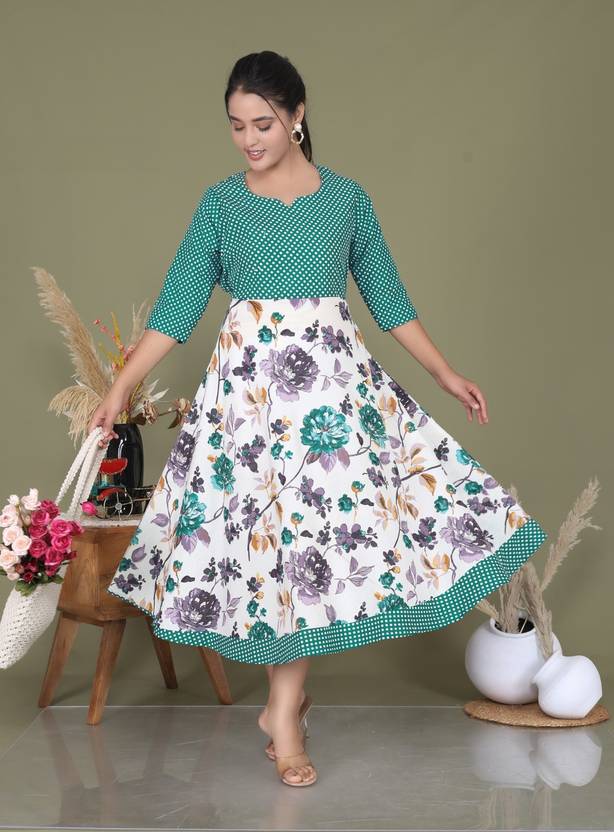 PRIYANSHI ENTERPRISES Women Fit and Flare Multicolor Knee Length Dress