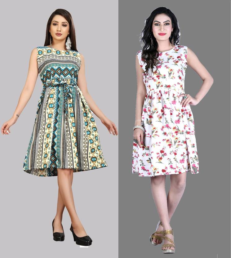 Women Fit and Flare White Dress