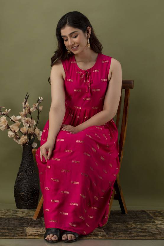 Surhi Women Maxi Pink Dress Buy Surhi Women Maxi Pink Dress Online at