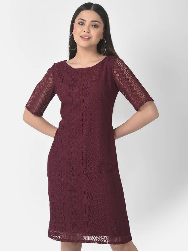 Eavan Women Sheath Maroon Knee Length Dress