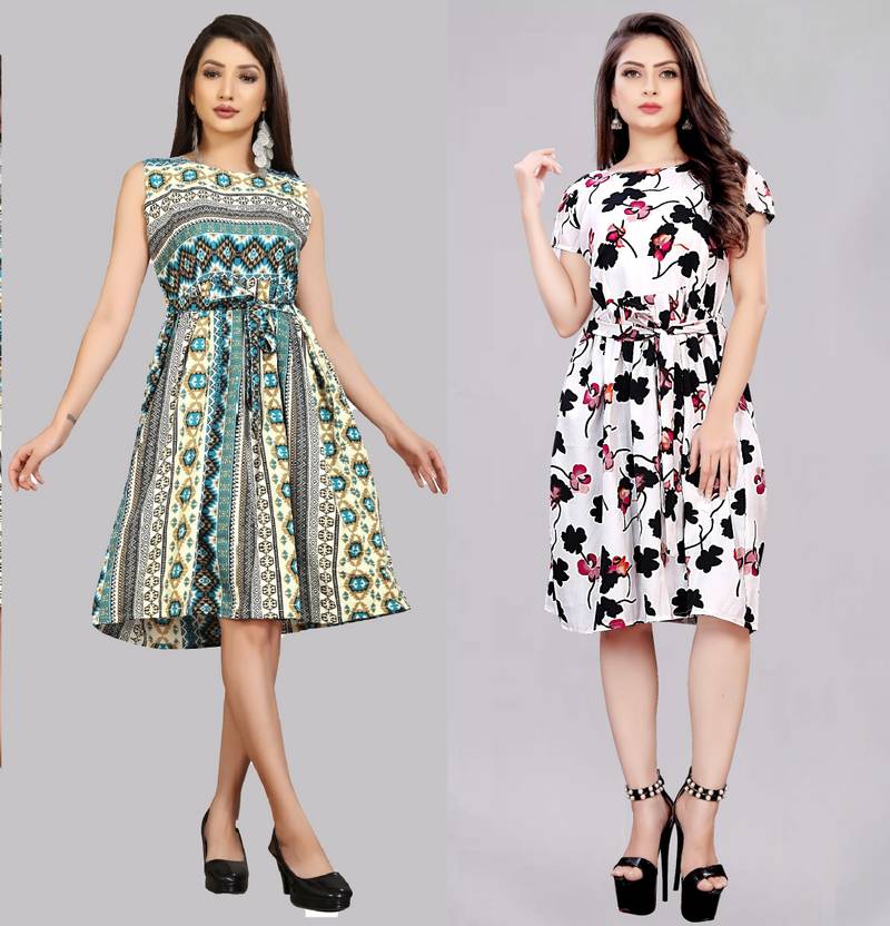 Women Fit and Flare White Dress