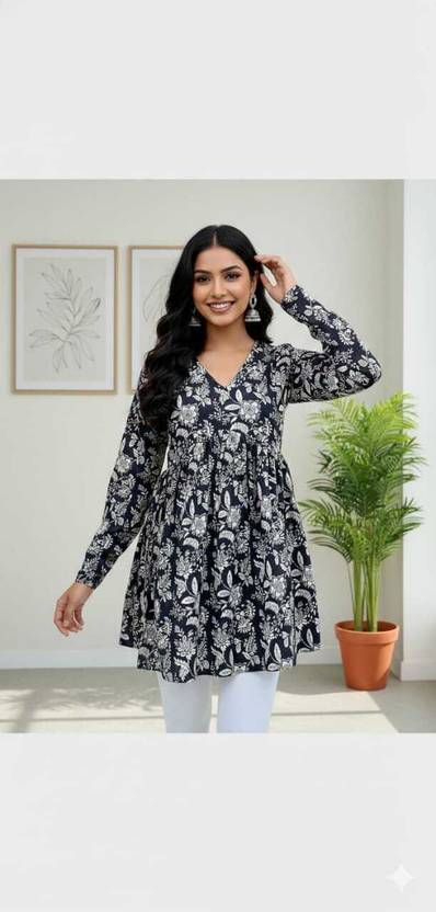 ravya collection Women Fit and Flare Black Knee Length Dress