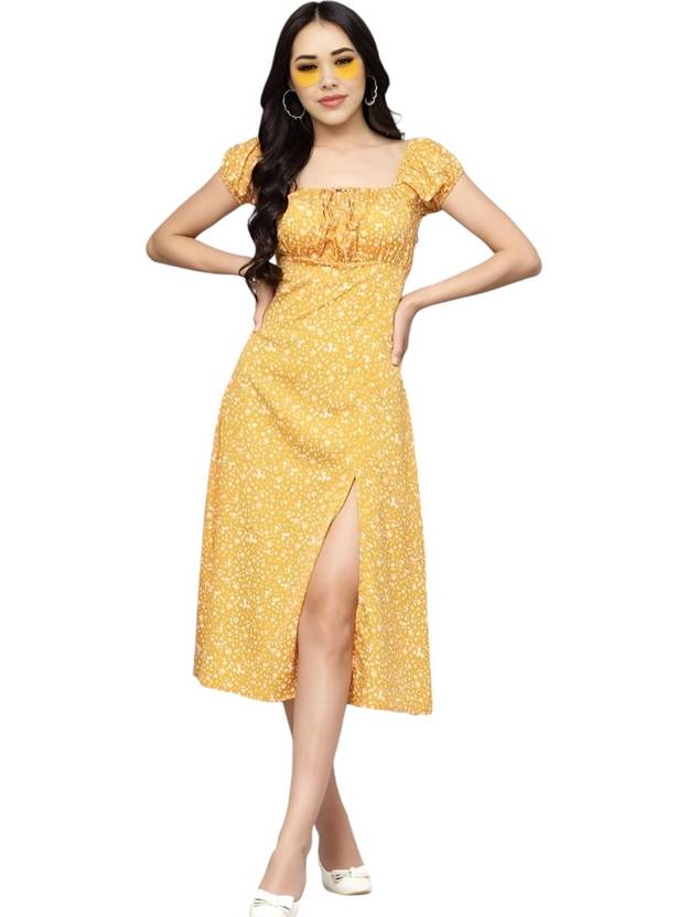JC JUMMY COUTURE Women A-line Yellow Knee Length Dress