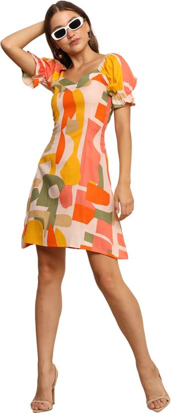 JC JUMMY COUTURE Women A-line Multicolor Above Knee/Mid Thigh Length Dress
