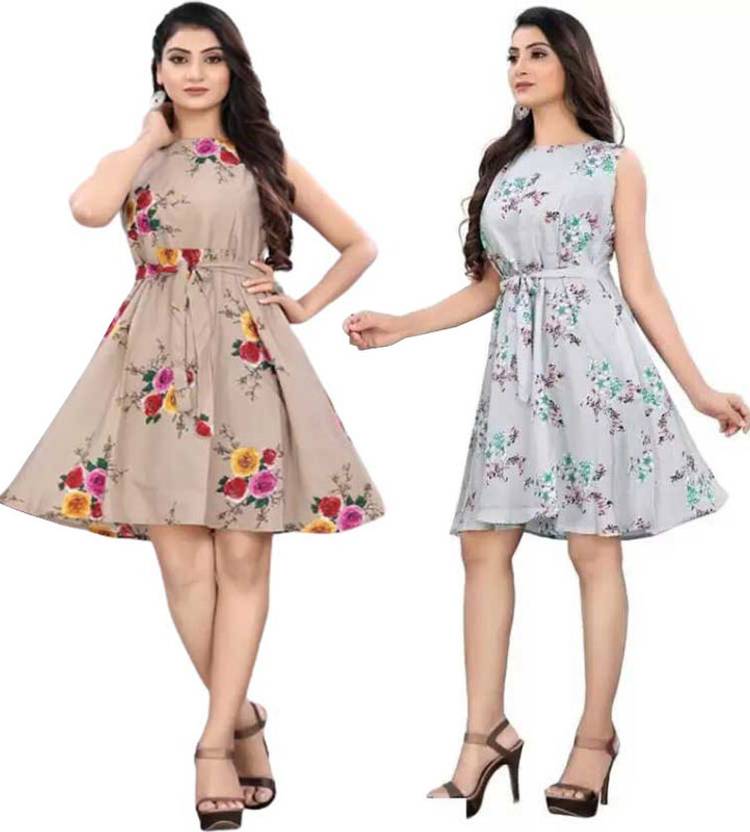 AK Fashion Women A-line Multicolor Above Knee/Mid Thigh Length Dress