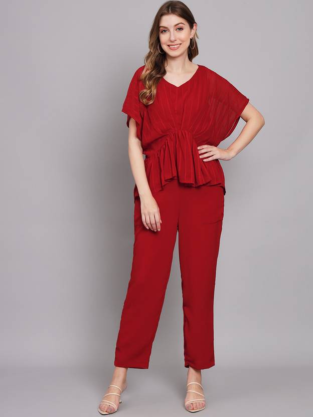 Nehamta Women Gathered Red Above Knee/Mid Thigh Length Dress